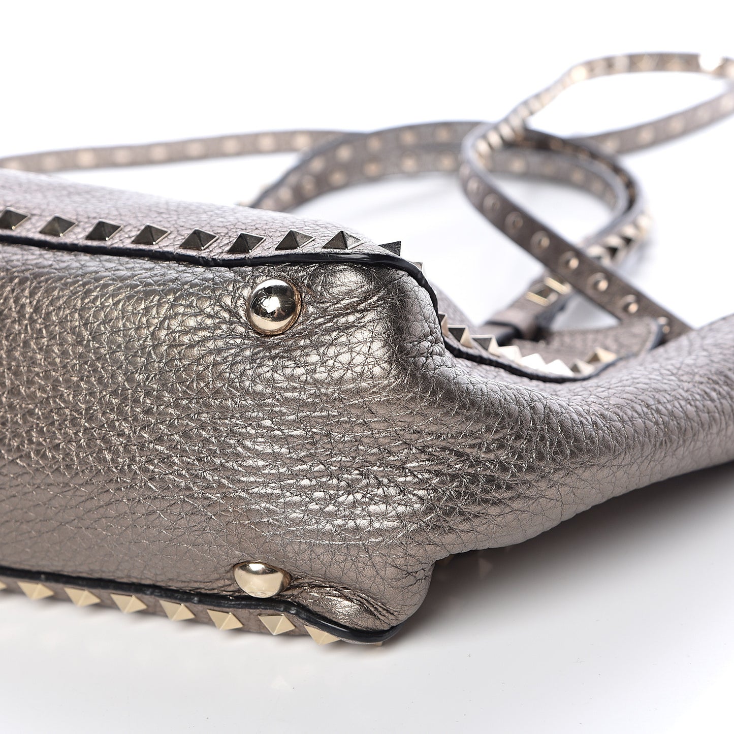 Metallic Alce Printed Calfskin Small Rockstud Tote Sasso