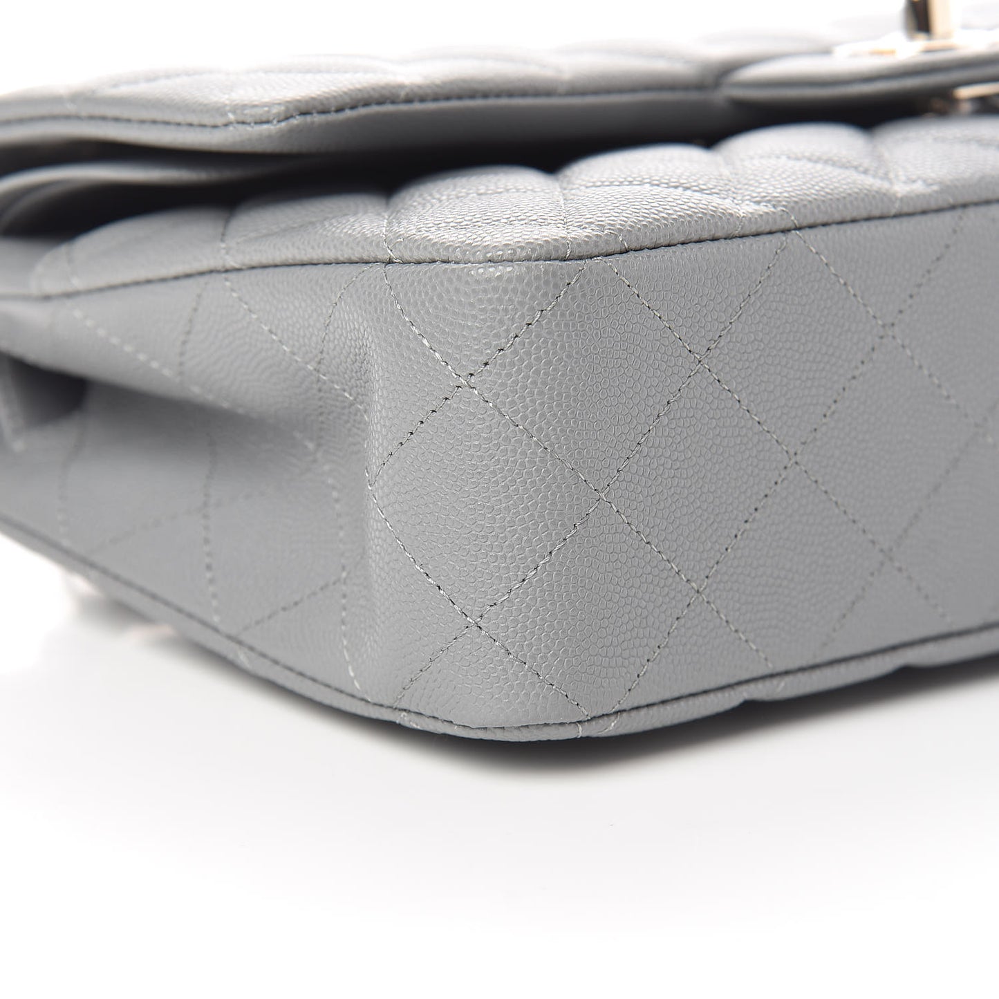 Caviar Quilted Medium Double Flap Grey