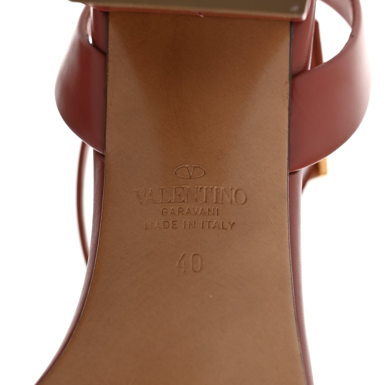Valentino Garavani Calfskin One Stud Ankle Strap 60mm Sandals 40 Gingerbread 6 of 8