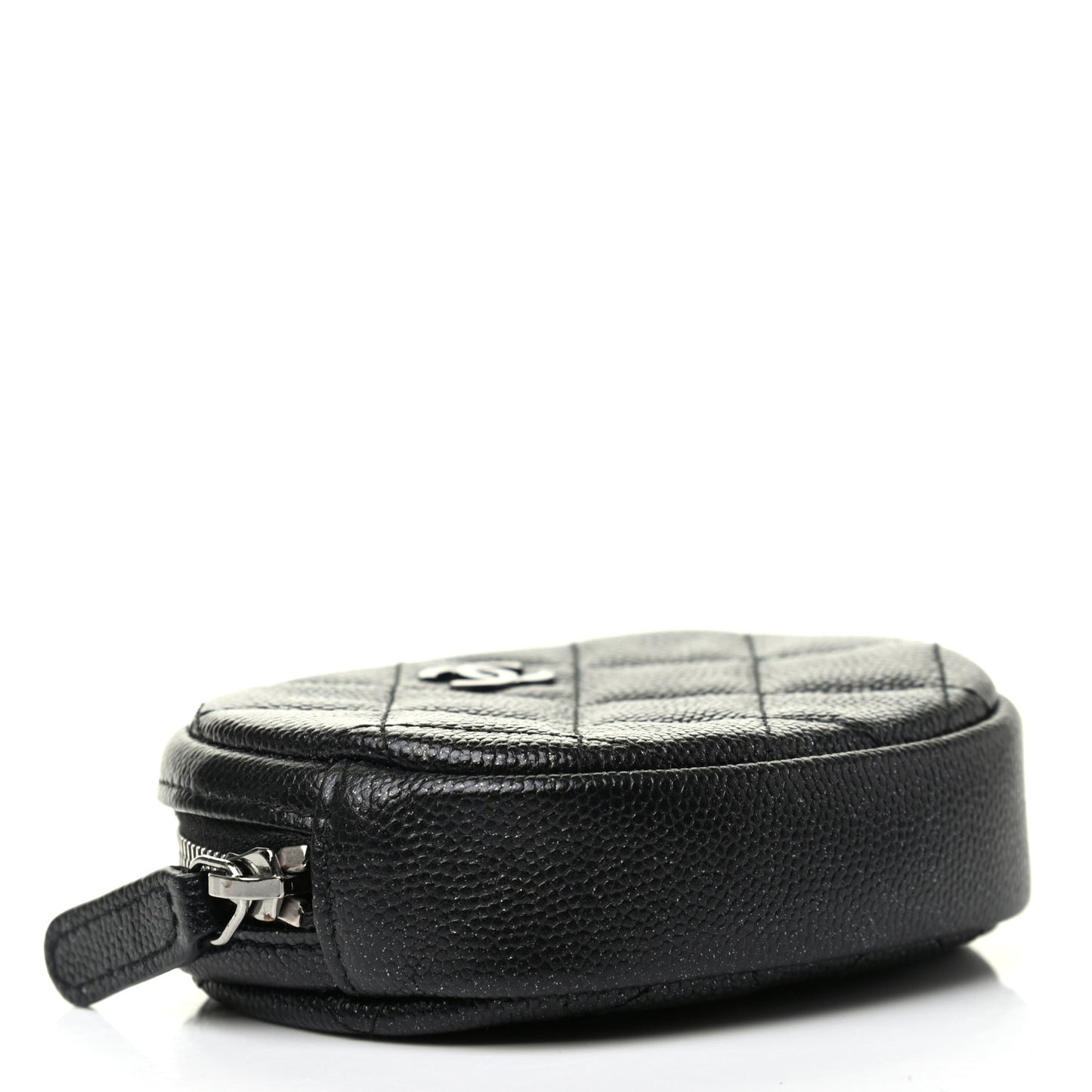 Iridescent Caviar Quilted Zip Around Classic Coin Purse Black