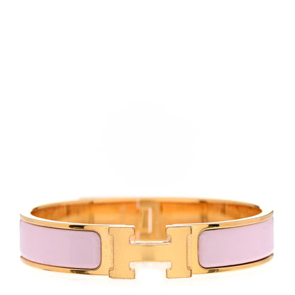 Hermes Enamel Narrow Clic Clac H Bracelet PM Rose Dragee 1 of 4