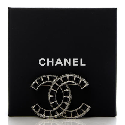 Chanel Baguette Crystal CC Brooch Silver Black 5 of 5
