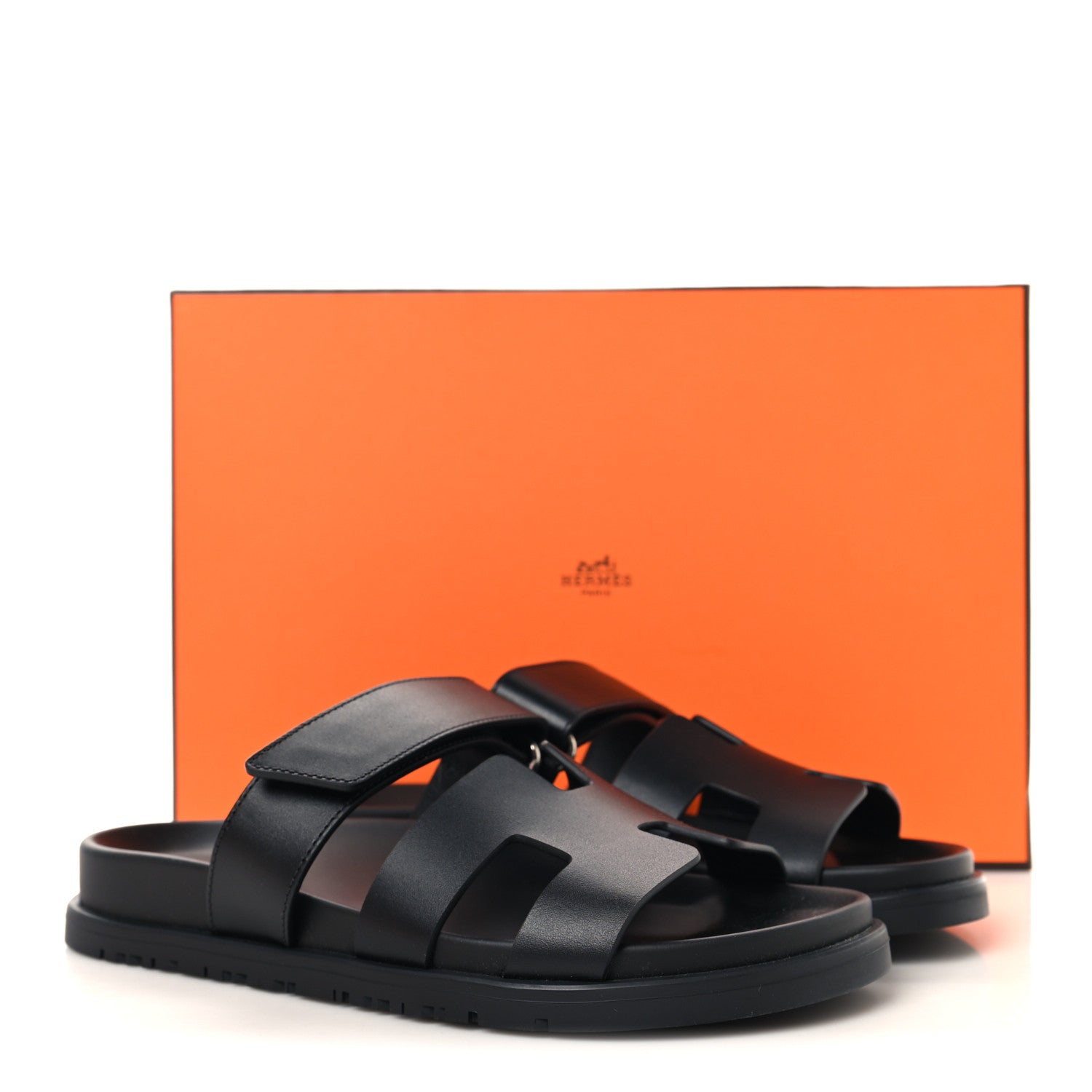 Hermes Calfskin Womens Chypre Sandals 36.5 Black 10 of 10