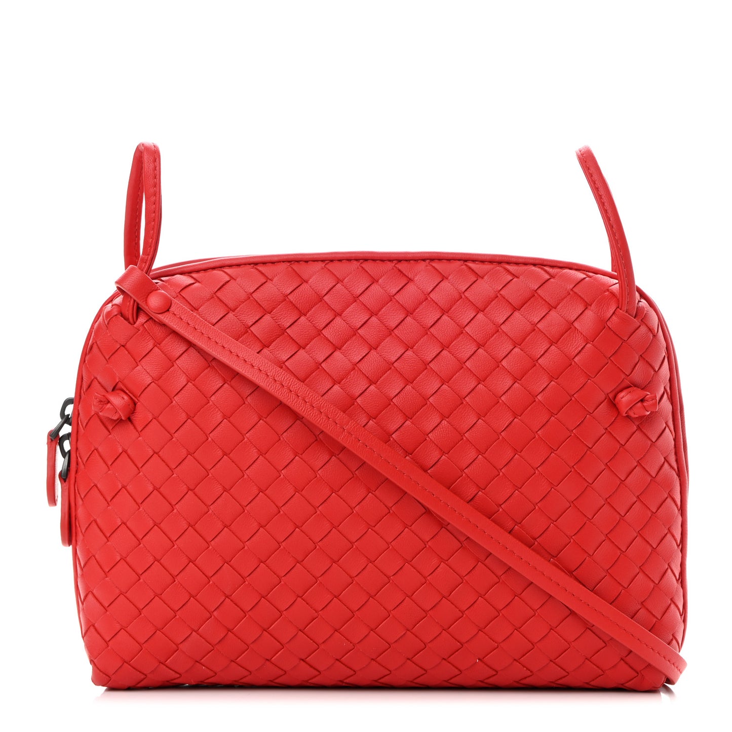 Nappa Intrecciato Nodini Crossbody Messenger Red