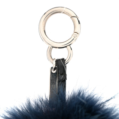Fendi Rabbit Fox Mink Fur Freak Monster Bag Bug Charm Dark Red Navy 5 of 5