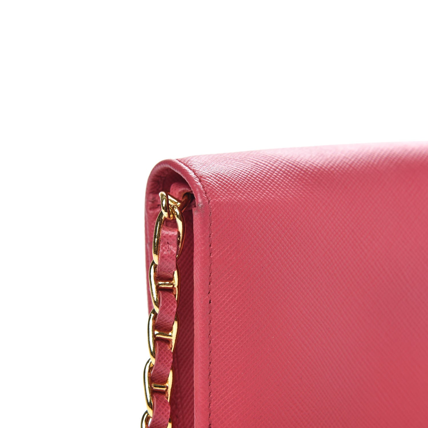 Prada Saffiano Metal Oro Chain Wallet Peonia 9 of 10