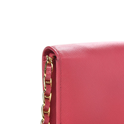 Prada Saffiano Metal Oro Chain Wallet Peonia 9 of 10