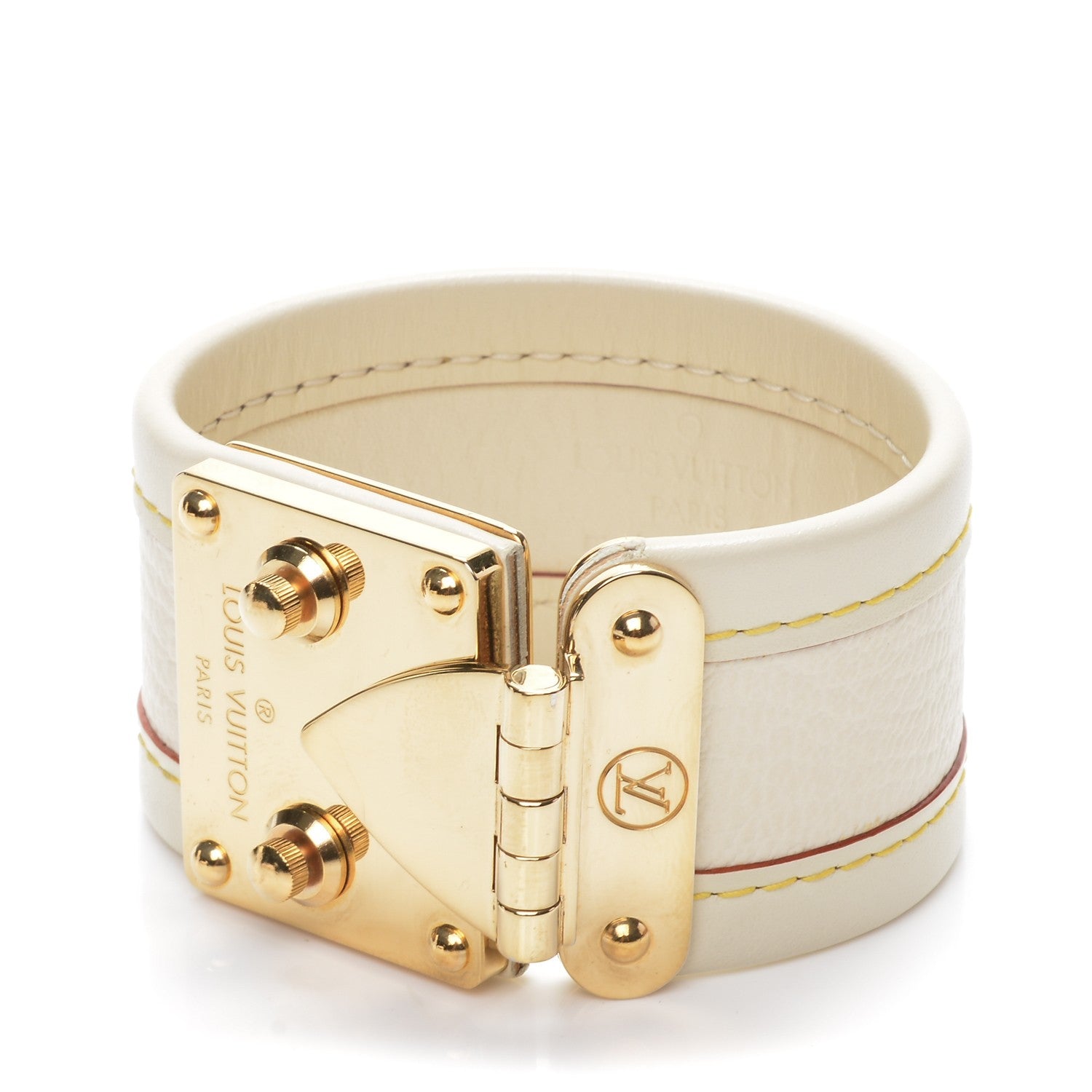 Louis Vuitton Chèvre Suhali S Lock Bracelet M White 1 of 8