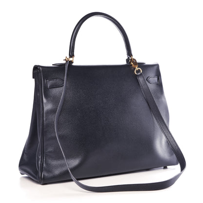 Hermes Courchevel Kelly Retourne 35 Bleu Marine 4 of 44