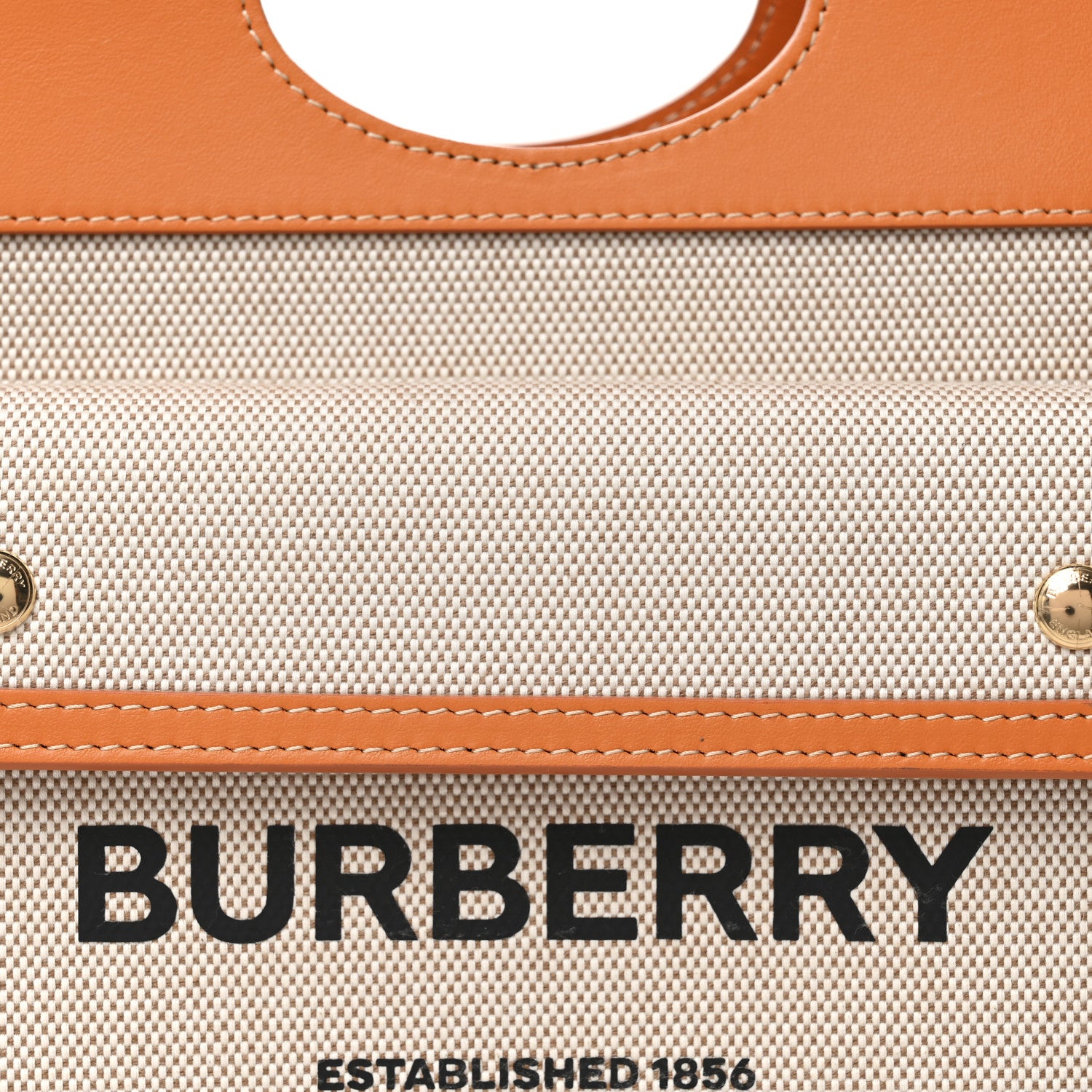Burberry Canvas Smooth Calfskin Two Tone Mini Pocket Bag Natural Orange 8 of 10