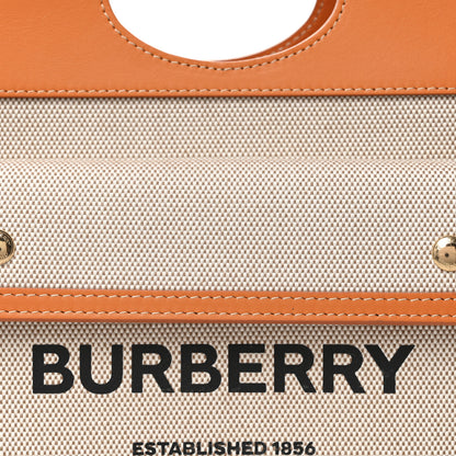 Burberry Canvas Smooth Calfskin Two Tone Mini Pocket Bag Natural Orange 8 of 10