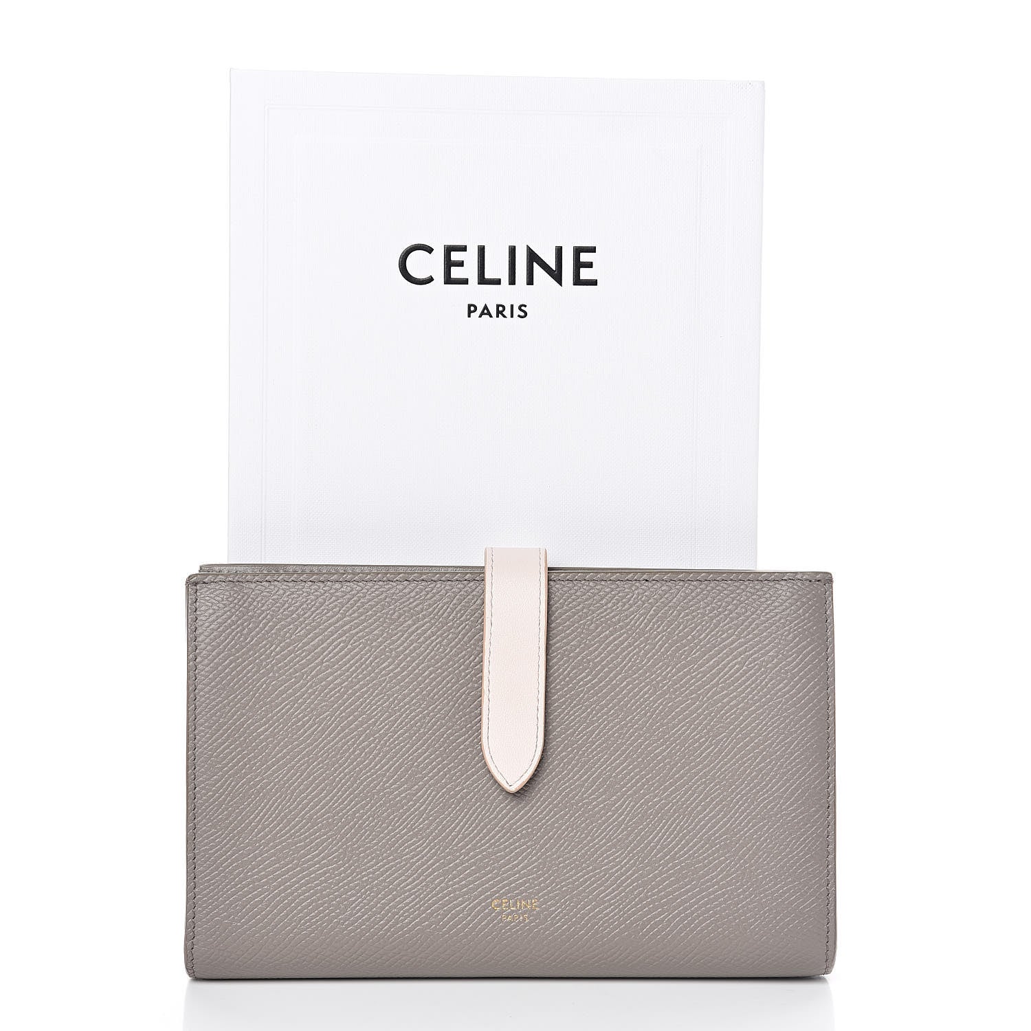 Celine Grained Calfskin Large Multifunction Strap Wallet Grey Vintage Pink 8 of 8