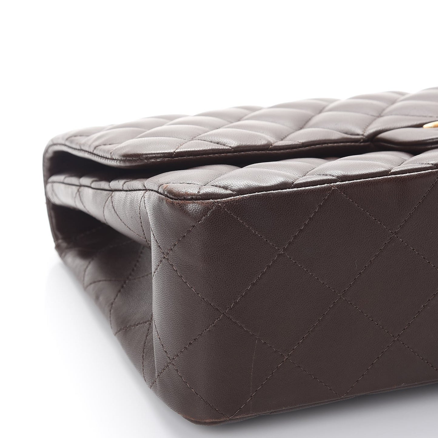 Lambskin Quilted Jumbo Single Flap Dark Brown