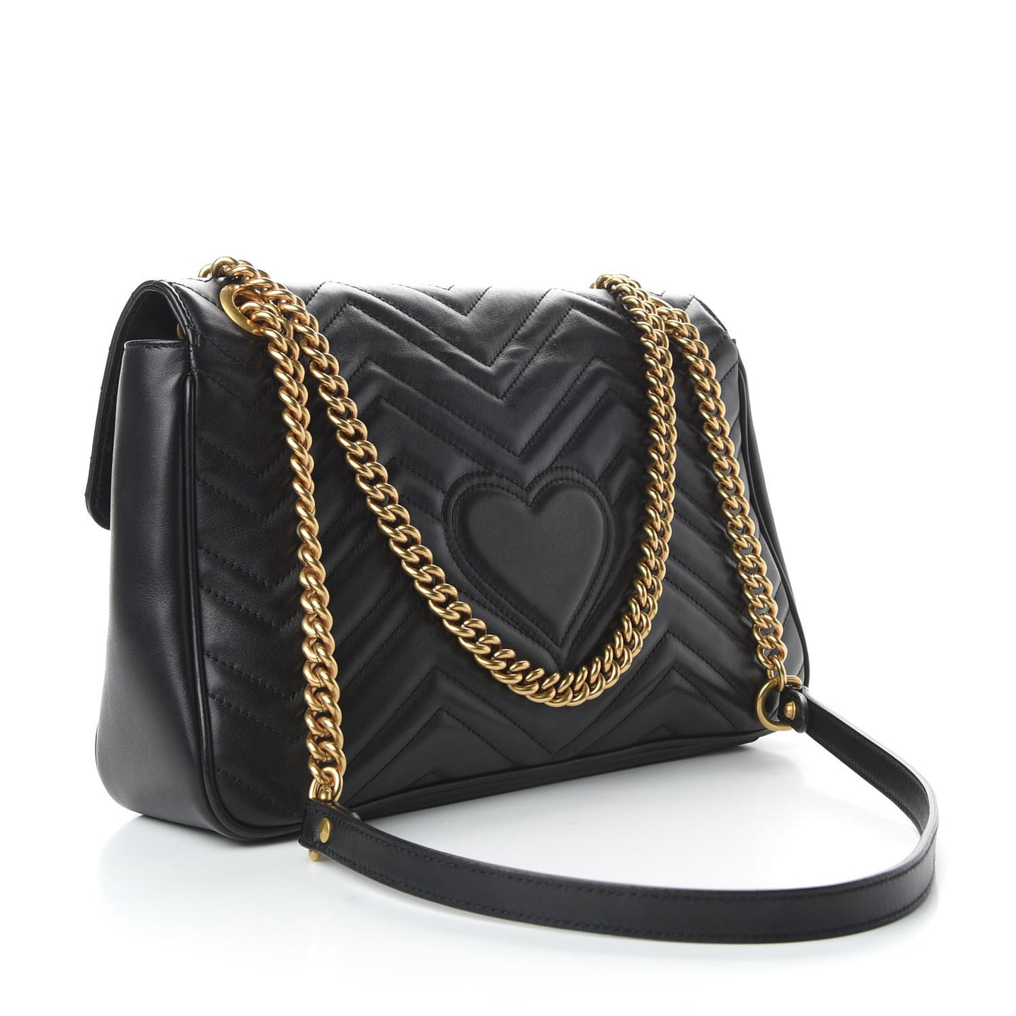 Calfskin Matelasse Medium GG Marmont Shoulder Bag Black