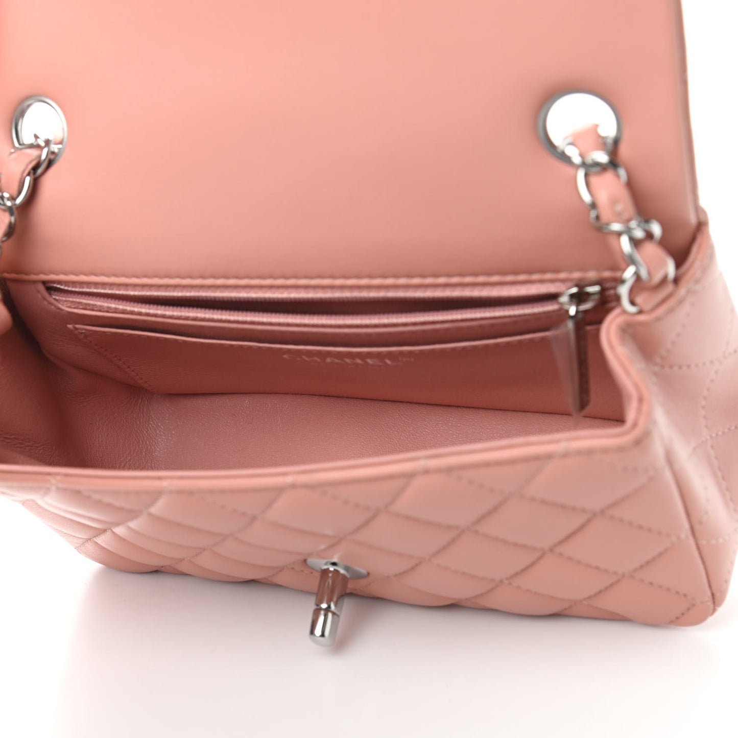 Lambskin Quilted Mini Rectangular Flap Dark Pink