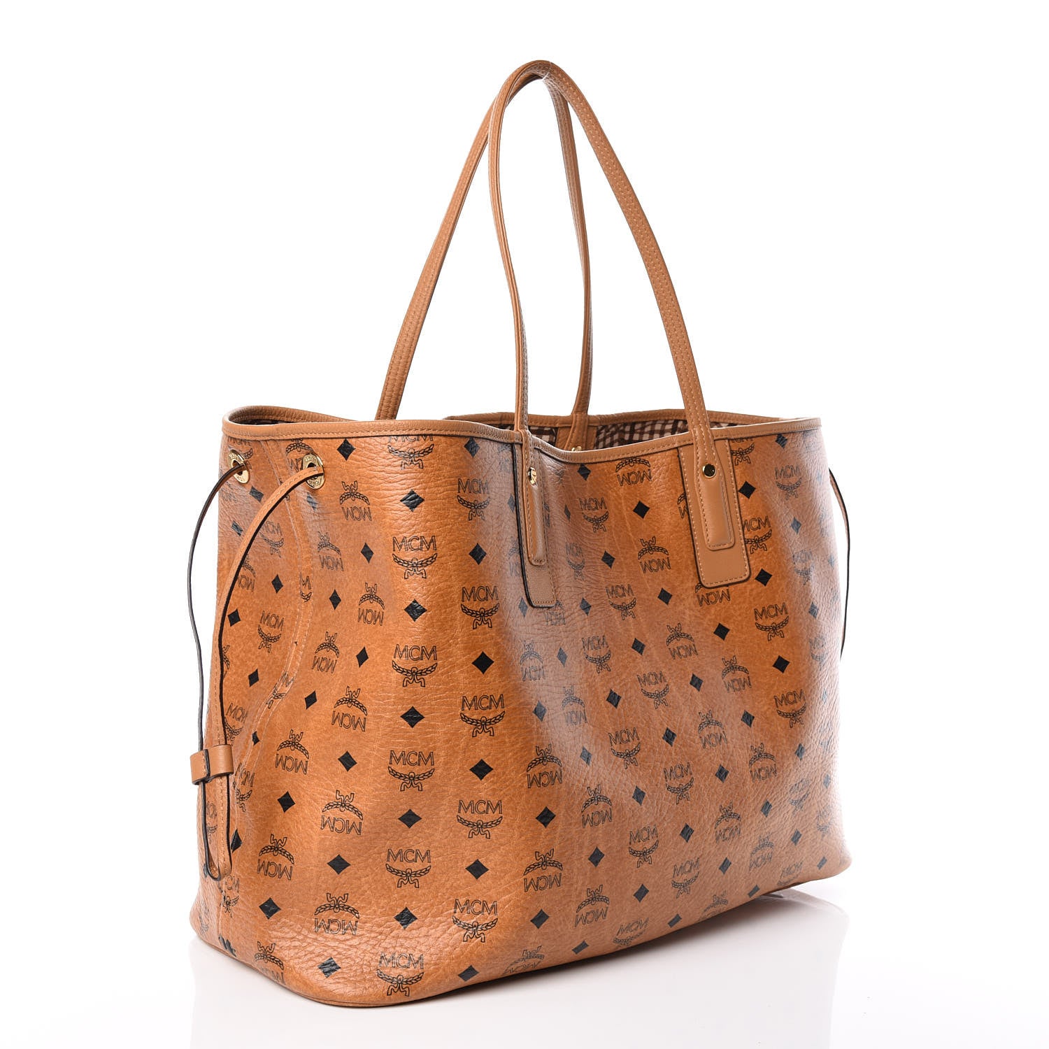 MCM Visetos Large Liz Reversible Shopper Tote Cognac 5 of 12