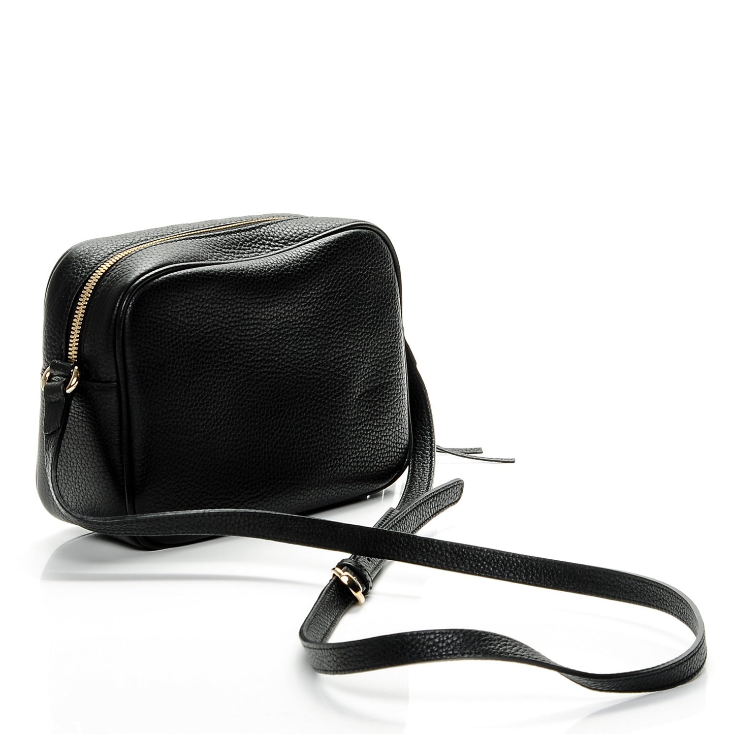 Pebbled Calfskin Small Soho Disco Bag Black