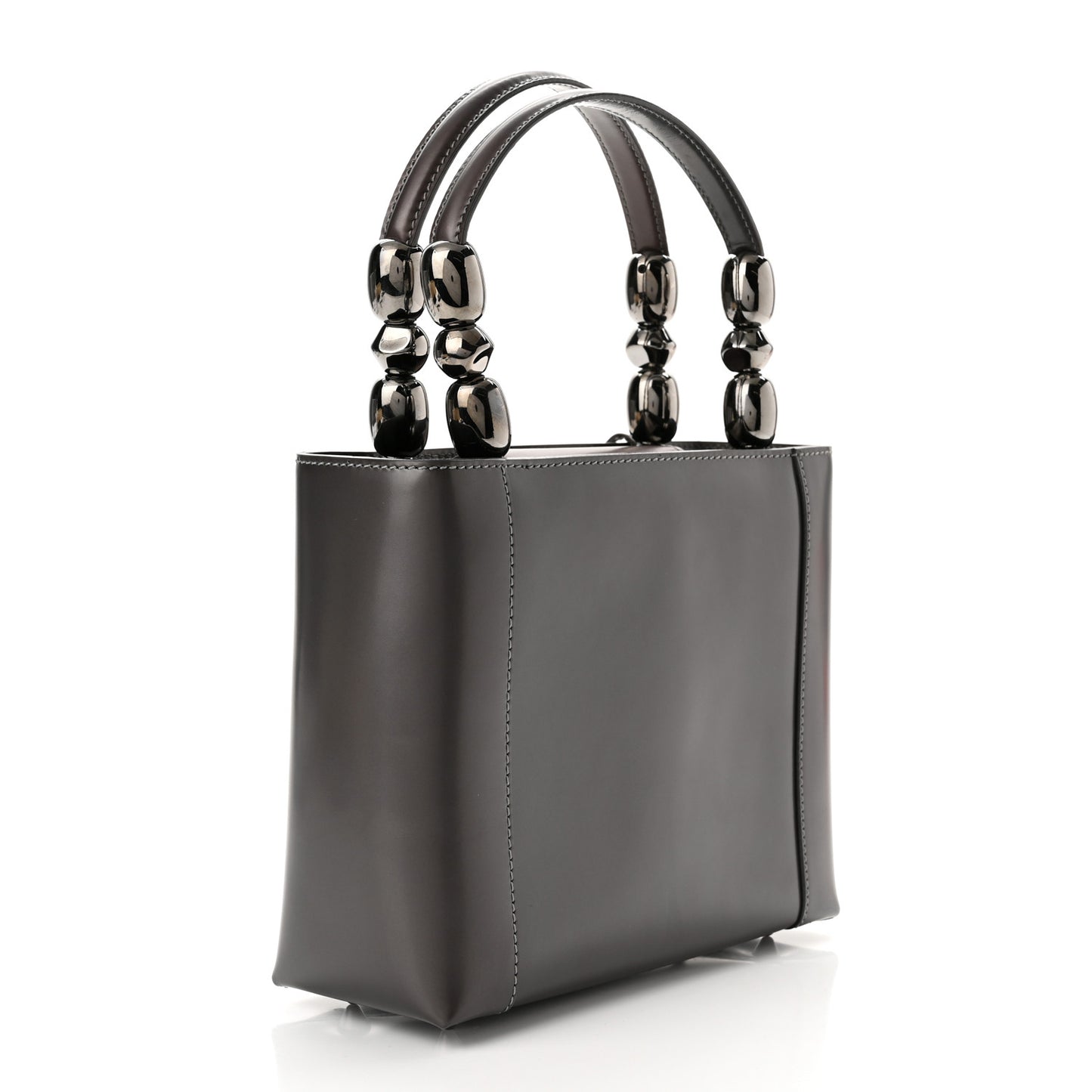 Patent Chrome Beaded Malice Tote Grey Purple