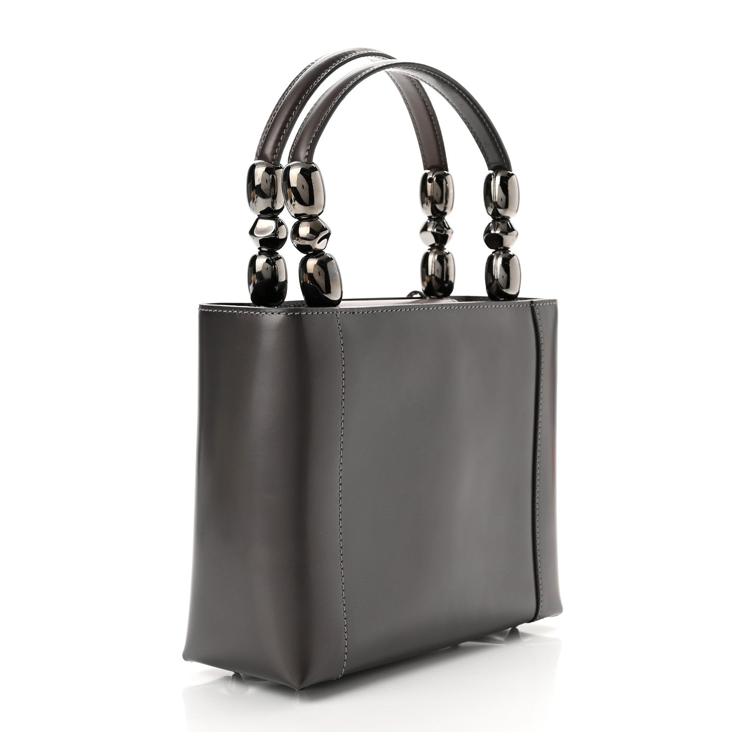 Christian Dior Patent Chrome Beaded Malice Tote Grey Purple 3 of 10