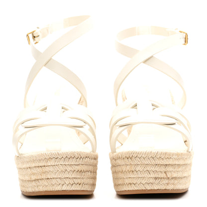 Christian Dior Calfskin D-Club Wedges Sandals 37.5 Off White 3 of 10