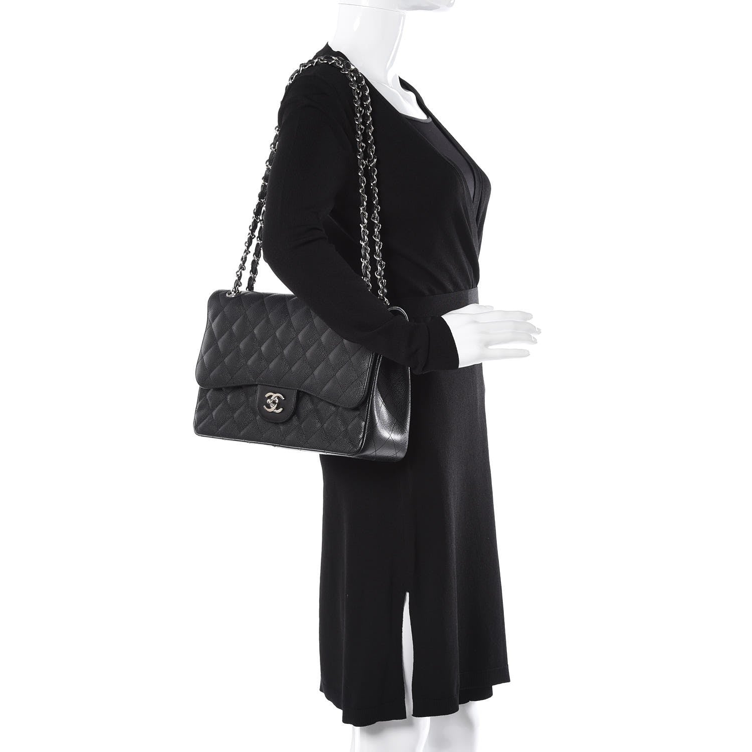 Chanel Caviar Quilted Jumbo Double Flap Black 2 of 8