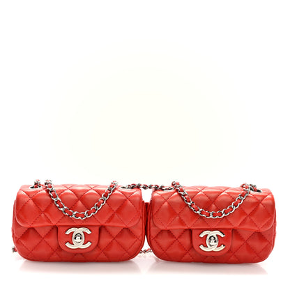 Chanel Lambskin Quilted Double Mini Flap Crossbody Red 1 of 11