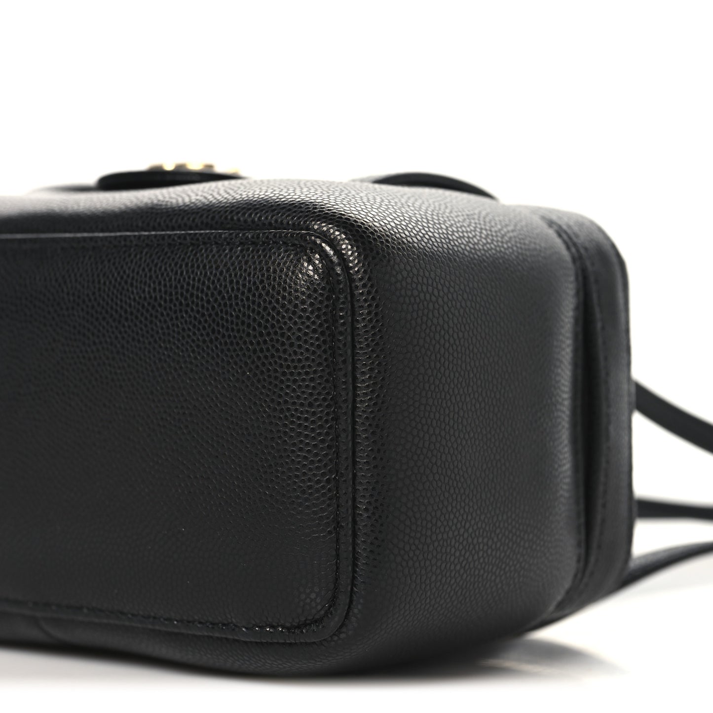 Shiny Caviar Preppy Coco Long Vanity With Strap Black