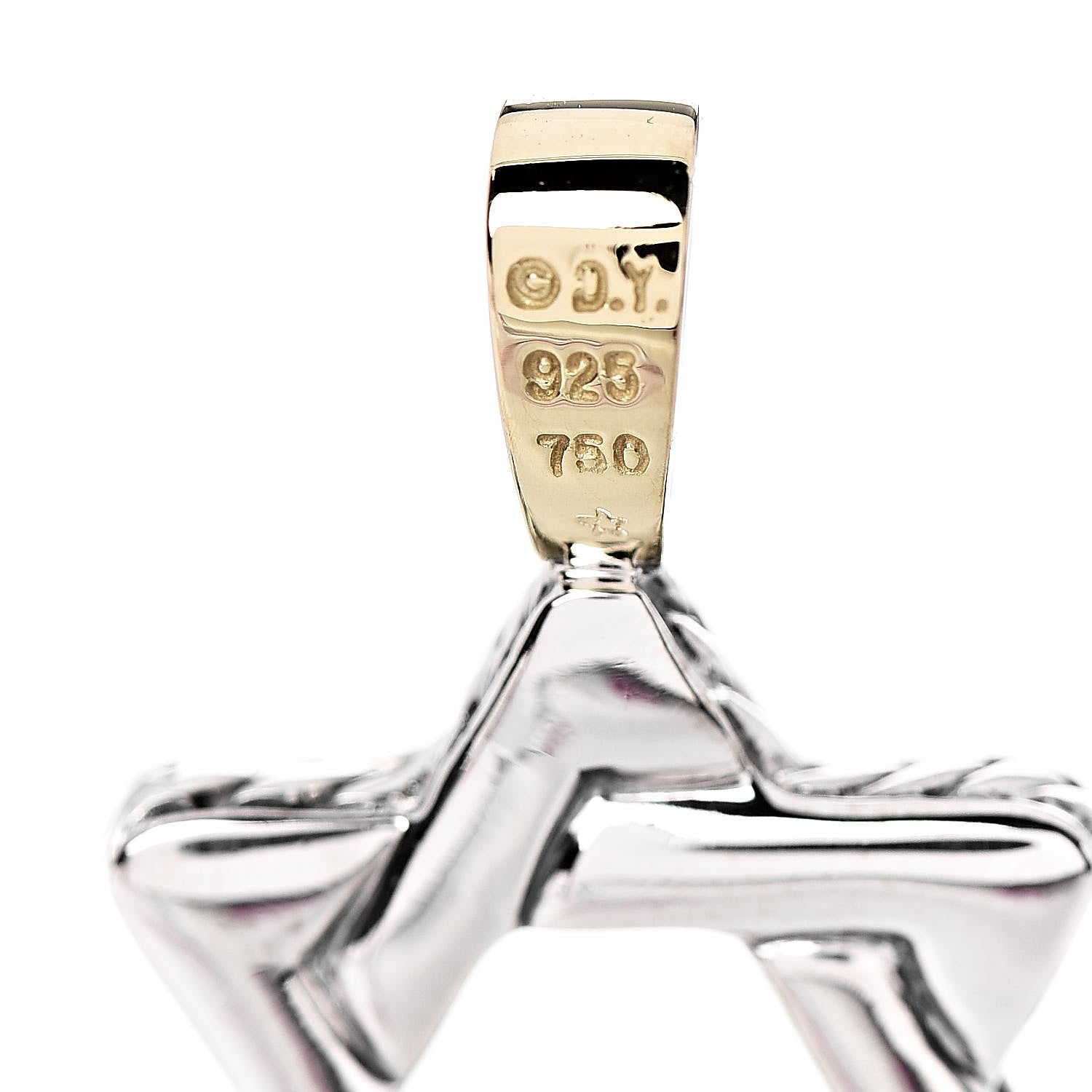 David Yurman Sterling Silver 18K Yellow Gold Star of David Pendant 3 of 3