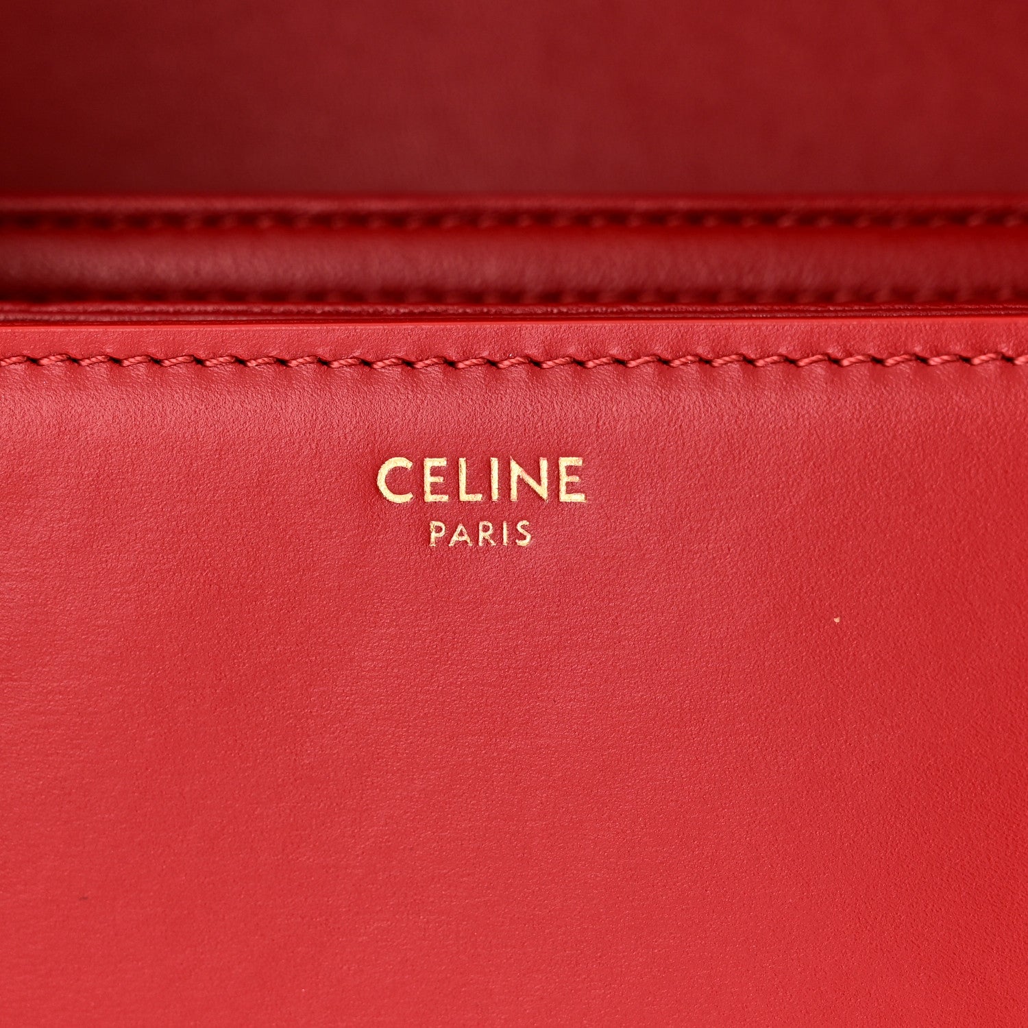Celine Shiny Calfskin Medium Triomphe Red 6 of 11