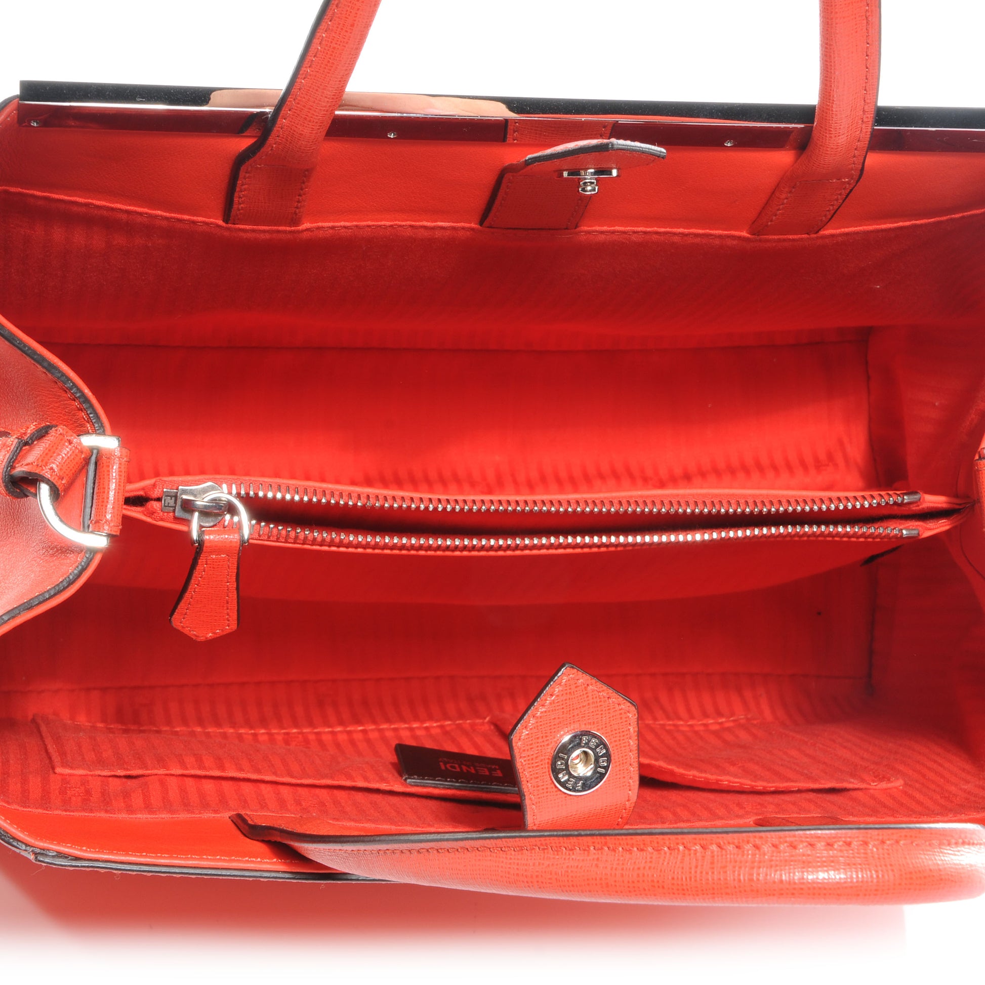 Fendi Textured Calfskin Medium 2Jours Tote Poppy 5 of 9