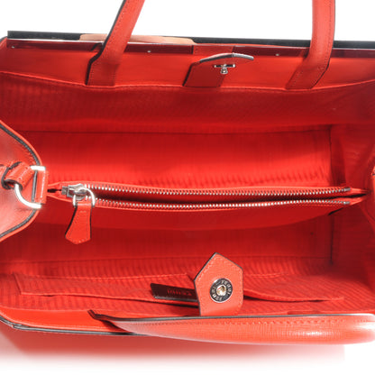 Fendi Textured Calfskin Medium 2Jours Tote Poppy 5 of 9