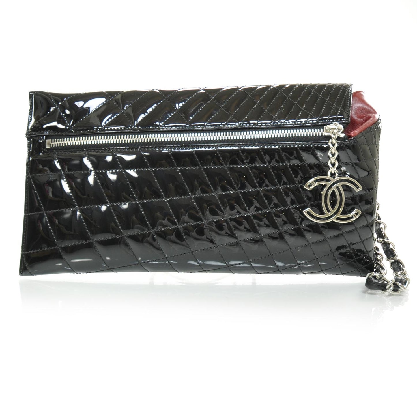 Patent Geometric Quilted Kaleidoscope Clutch Black