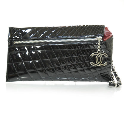 Chanel Patent Geometric Quilted Kaleidoscope Clutch Black 1 of 7