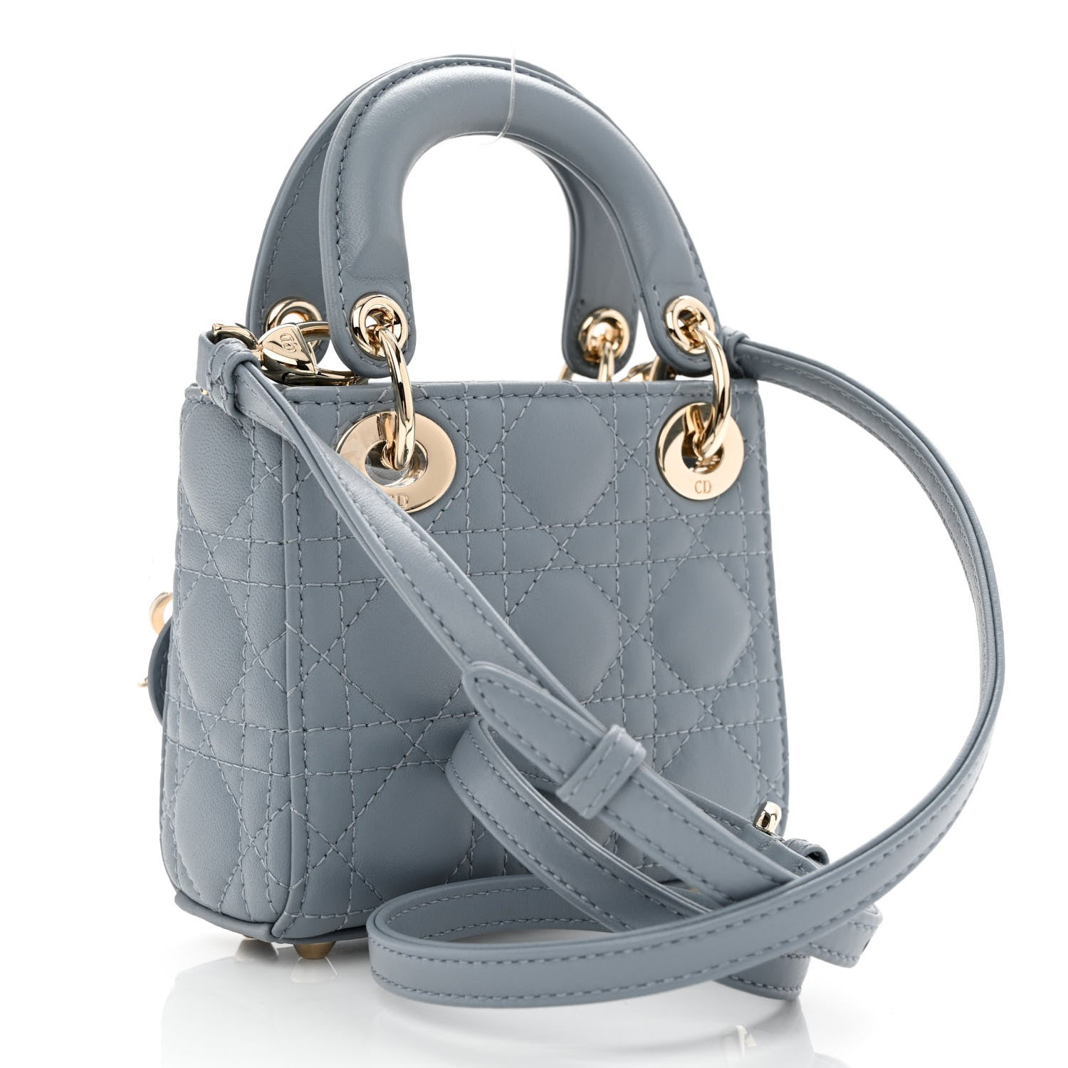 Christian Dior Lambskin Cannage Micro Lady Dior Cloud Gray 3 of 12