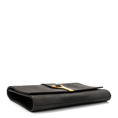 Saint Laurent Lizard Calfskin Embossed Classic Y Ligne Clutch Gray 4 of 6