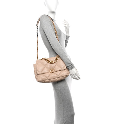 Chanel Goatskin Quilted Large Chanel 19 Flap Beige 3 of 10