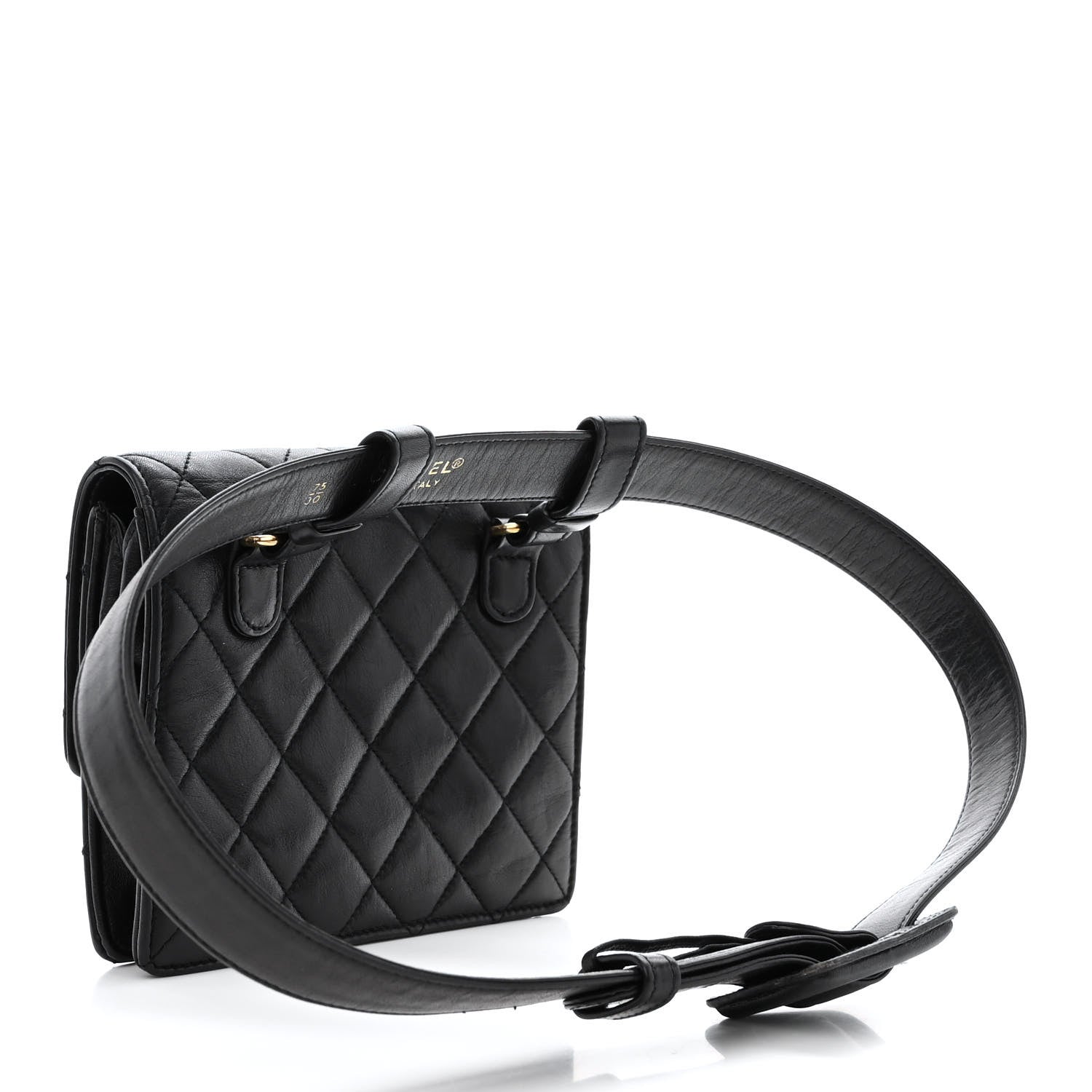 Chanel Lambskin Quilted Flap Waist Belt Bag 75 30 Black 3 of 15