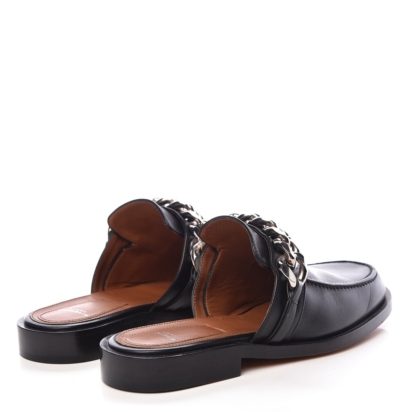 Calfskin Chain Strap Mule 37 Black