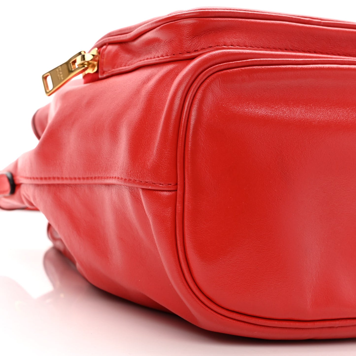 Glace Calfskin Logo Mini Bucket Crossbody Bag Red