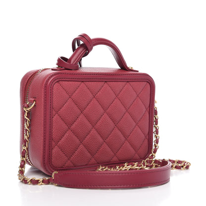 Chanel Caviar Quilted Small CC Filigree Vanity Case Burgundy 3 of 11