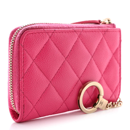Chanel Caviar Quilted Zipped Key Holder Case Pink 3 of 12