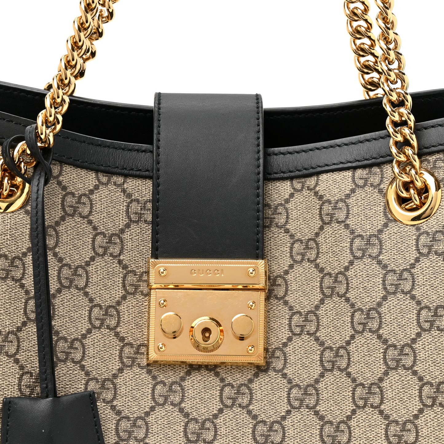 GG Supreme Monogram Medium Padlock Tote Black