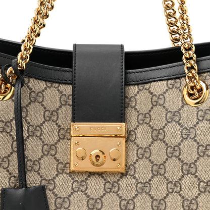 Gucci GG Supreme Monogram Medium Padlock Tote Black 7 of 12