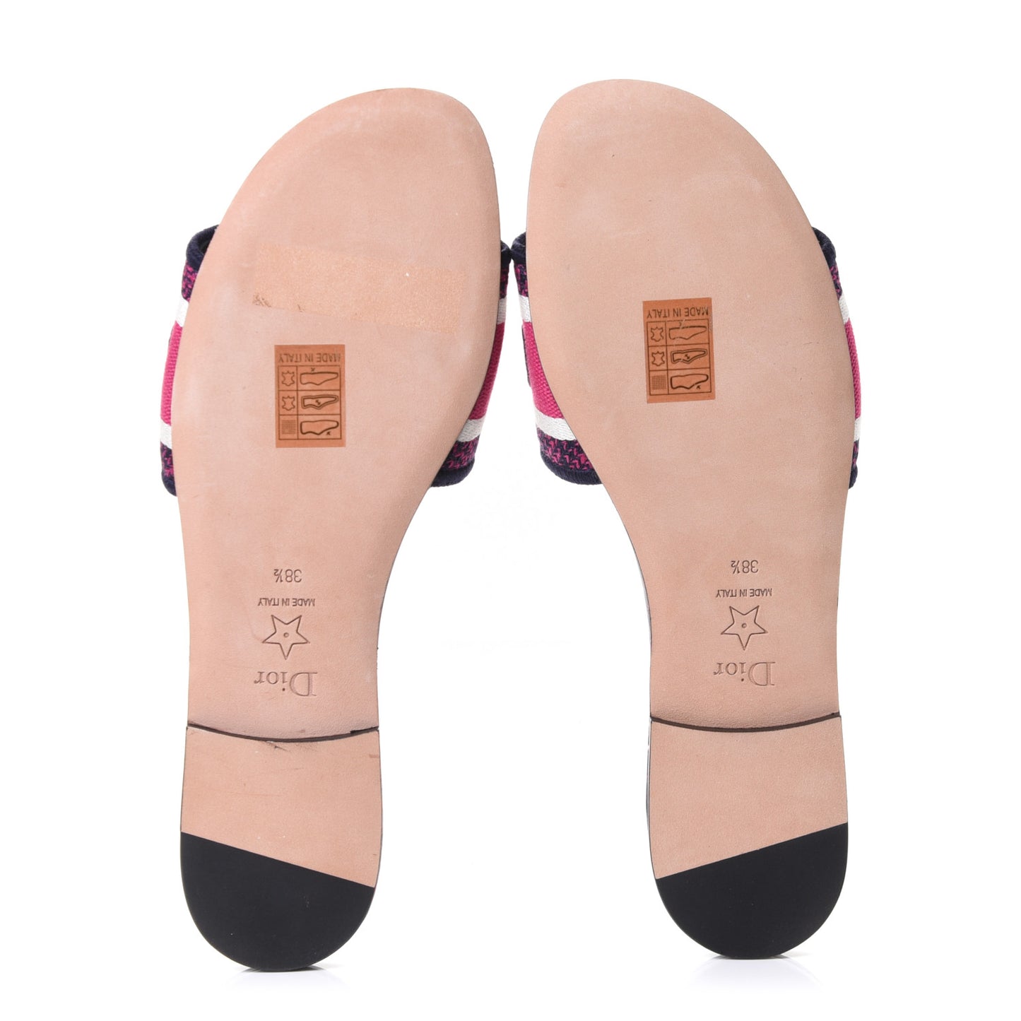 Canvas Embroidered Animals Dway Mules Slide Sandals 38.5 Deep Blue Fuchsia
