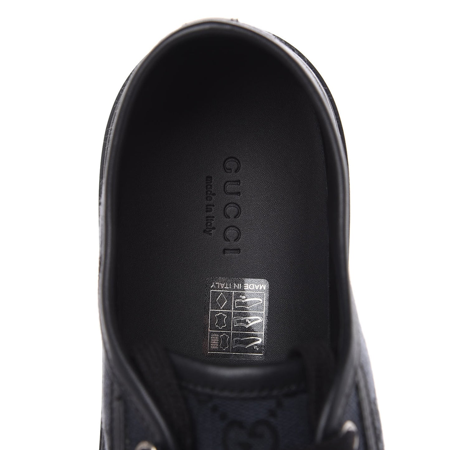 GG Monogram Calfskin Womens Low Top Sneakers 40.5 Piombo Black
