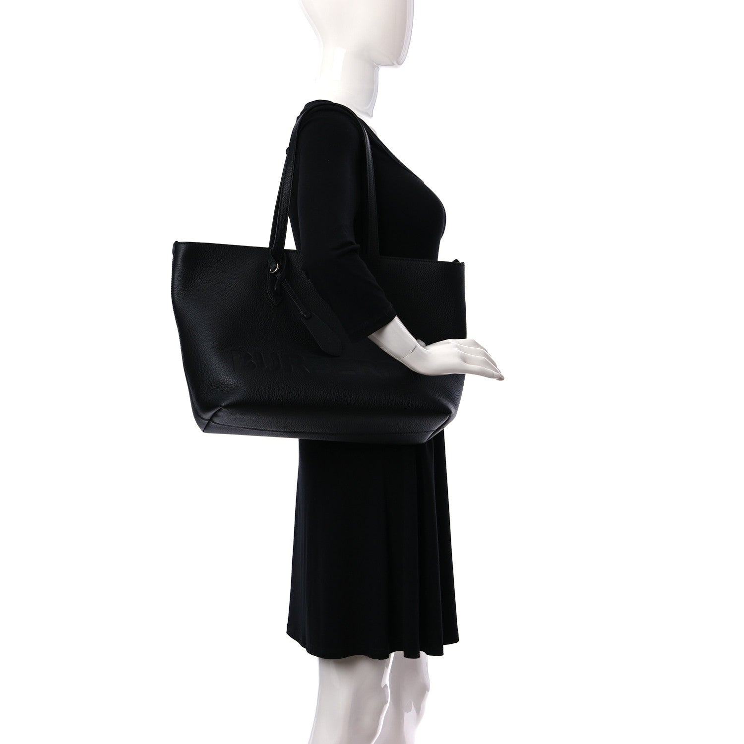 Burberry Calfskin Logo Embossed Medium Ardwell Tote Black 2 of 11