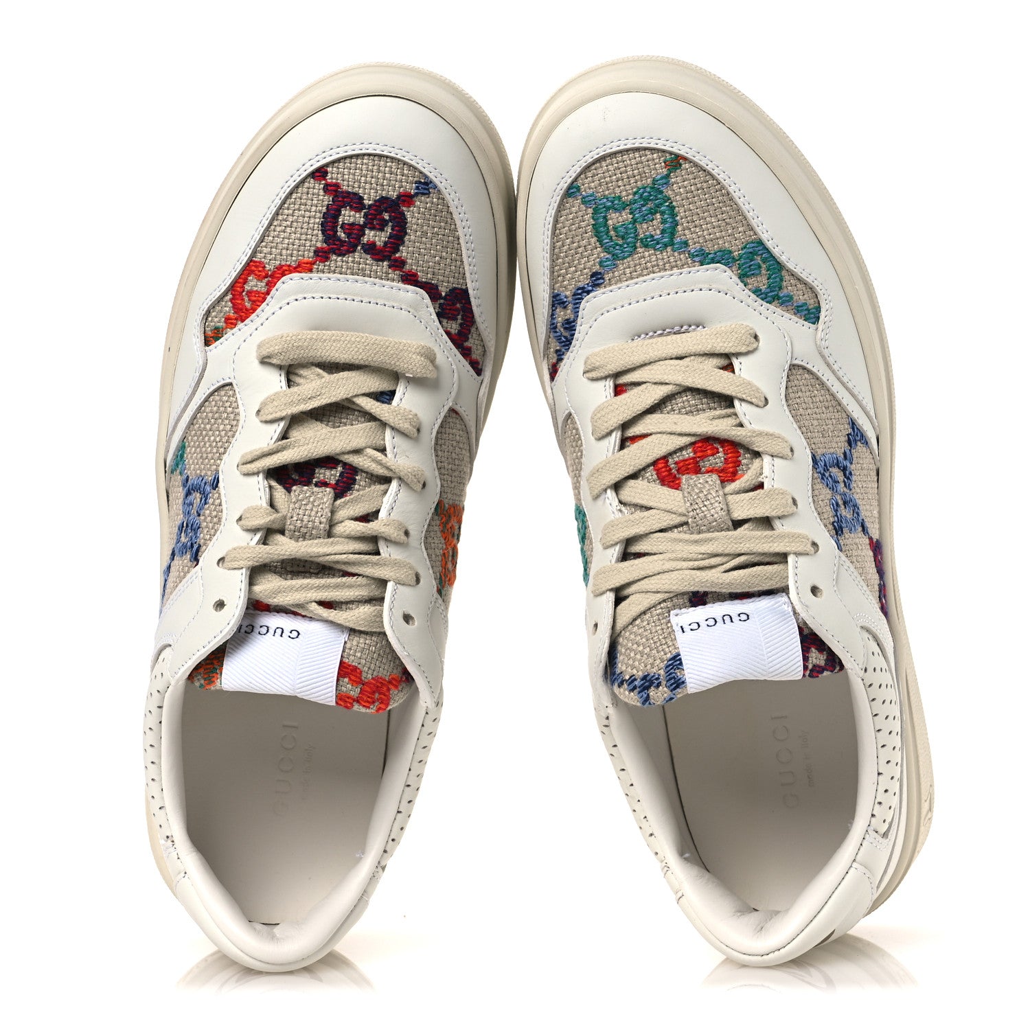 Gucci Dali Soft Calfskin GG Tennis Embossed Perforated Womens Platform 55mm Sneakers 40.5 White Multicolor 2 of 11