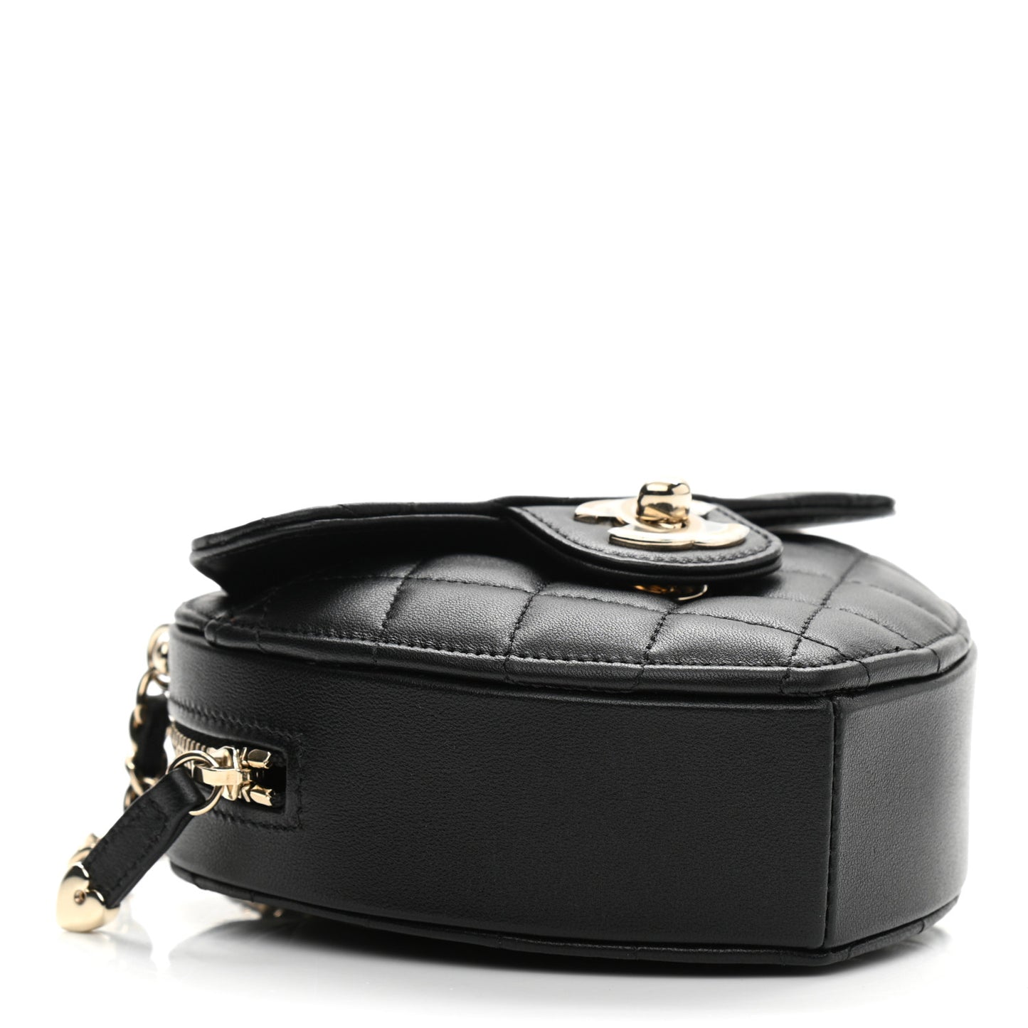 Lambskin Quilted CC In Love Heart Clutch With Chain Black