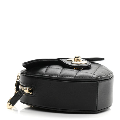 Chanel Lambskin Quilted CC In Love Heart Clutch With Chain Black 4 of 8
