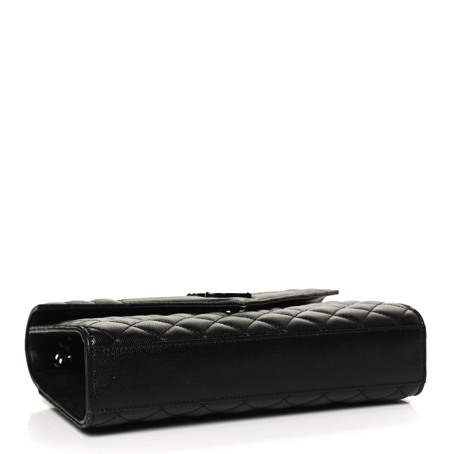 Saint Laurent Grain De Poudre Textured Mixed Matelasse Triquilt Medium Monogram Satchel Black 3 of 10